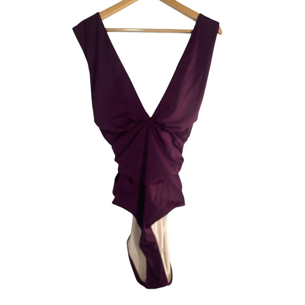 Chelsea28 Convertible 4-Way One Piece Swimsuit Bathing Suit Burgundy Nwt L — image 6 of 8